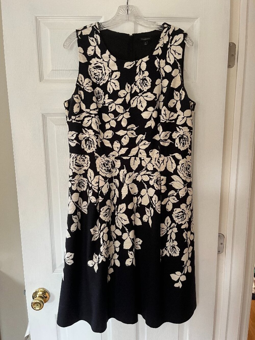 Talbots Sleeveless Floral Cream Print Fit & Flare Dress, Size 12